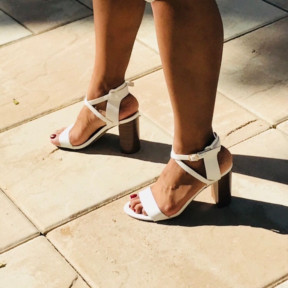 White ankle strap sandals